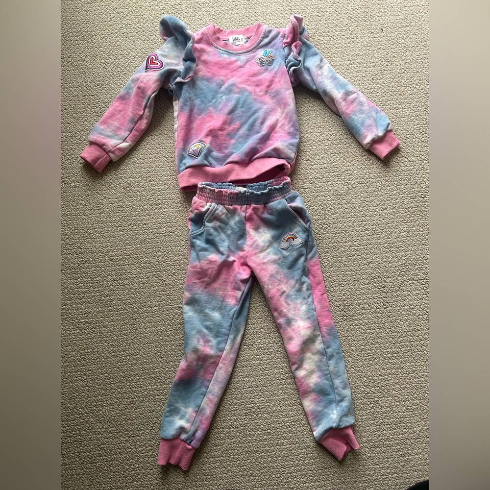 Lola and the Boys.  sweat suit with patches